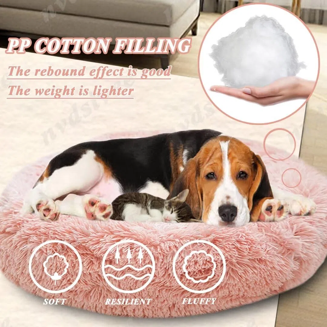 Hundebett Rund Katzenbett PlüSch Hundebetten Maschinenwaschbar Hundematte Hundekissen für Kleine Mittelgroße Grosse Hunde mit Rutschfestem Boden Lila 120cm