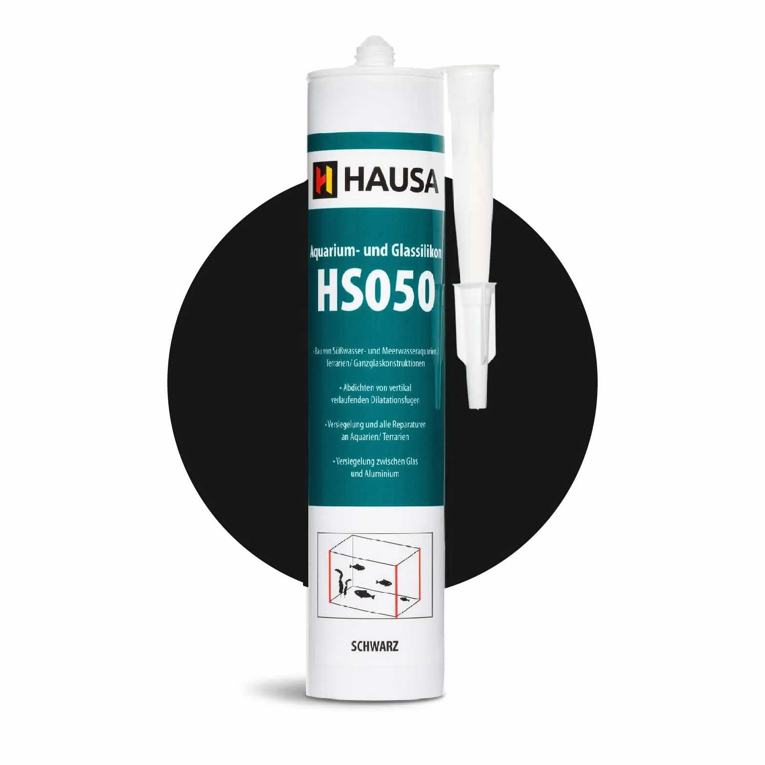 HAUSA Aquarium-Silikon Glas-Silikon HS050 schwarz 6x 310ml Silikon-Kleber & Dichtstoff für Aquarien Terrarien Glaskonstruktionen schnelle Aushärtung, süß- meerwasserbeständig, sicher für Fische