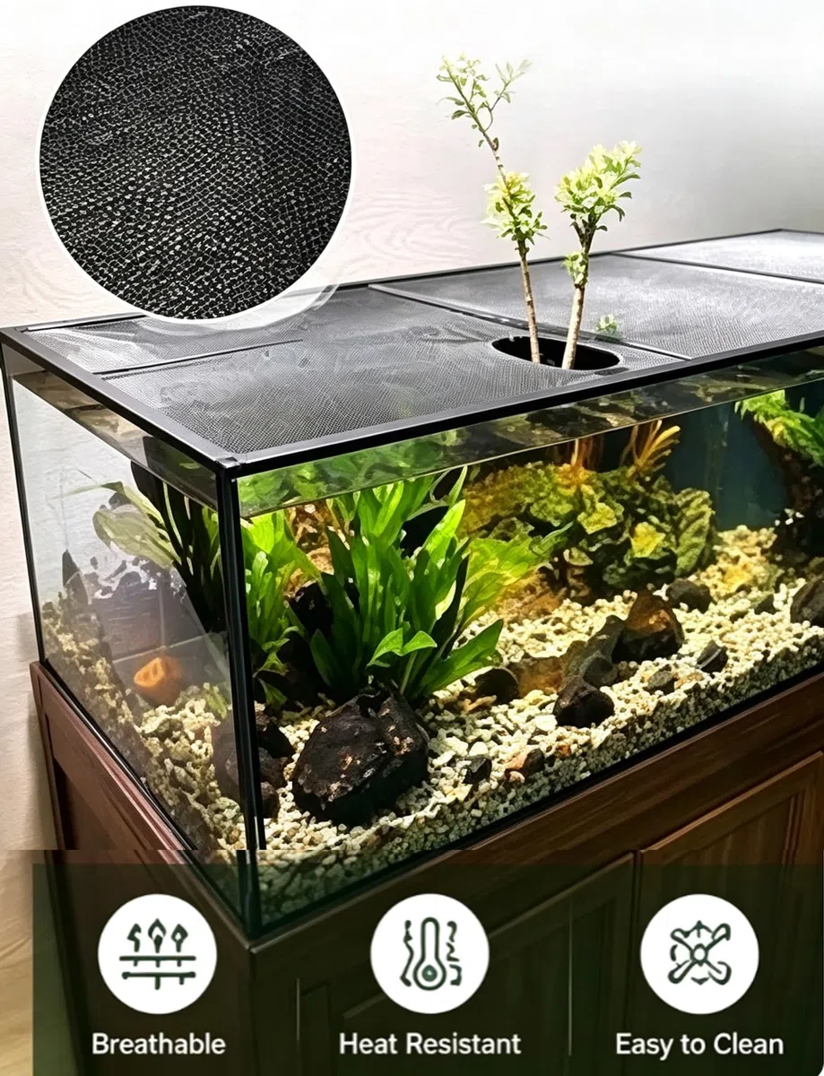 Aquarium-Netzdeckel mit Aluminiumrahmen, Aquarium-Siebabdeckung | Alurahmen mit feinem Netz reduziert Fischsprünge, lässt Luft und Licht durch(31x16in/80x40cm)