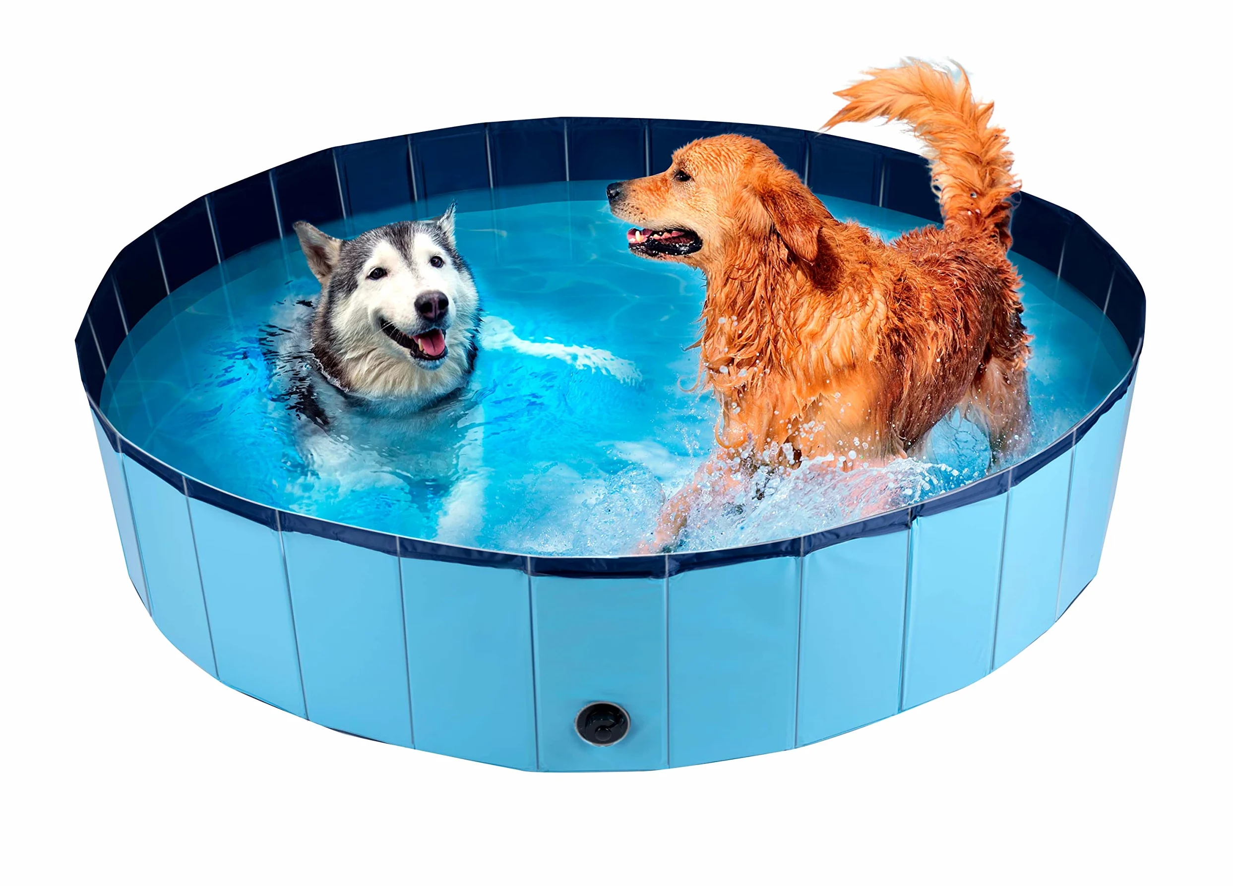maxxpro Hundepool - 160 x 30 cm - Große Hunderassen - Faltbar - Anti-Rutsch-Boden - mit Entleerungsventil - Blau