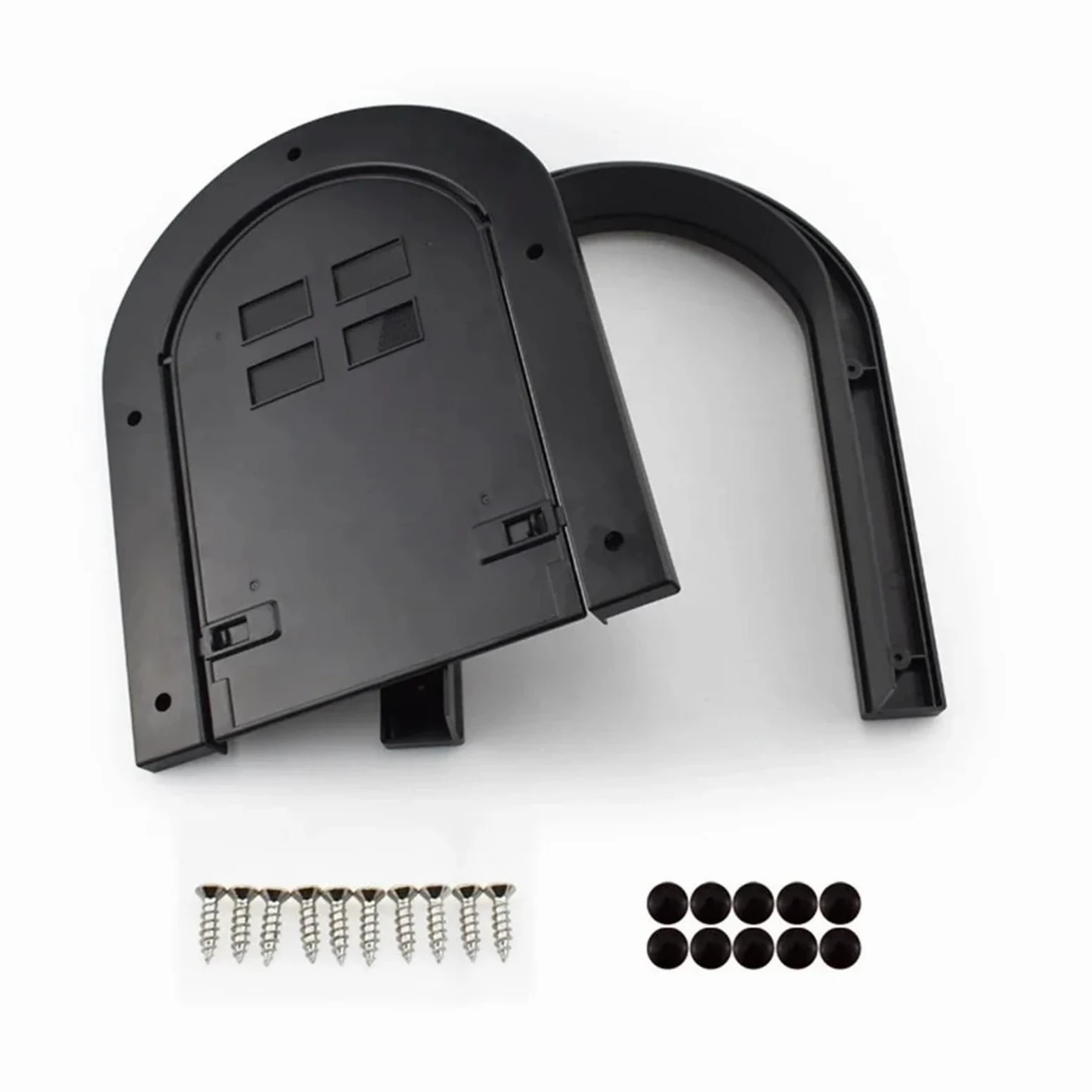 Katzenklappe Haustier-Katzen-Hundegitter-Tür, freier Eintritt, magnetisches Fenster for gewölbte Tore aus Holz, ABS-Kunststoff, Zubehör(Black)
