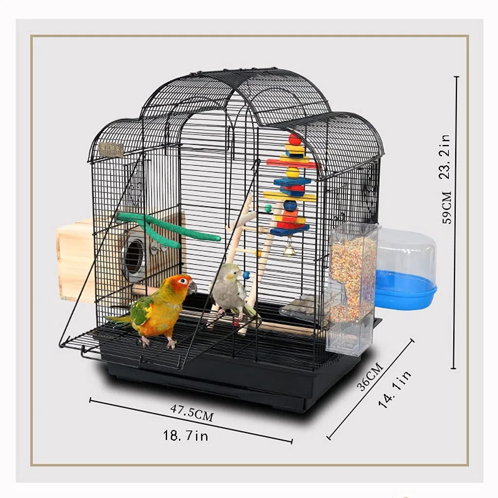 Vogelkäfig Großer Vogelkäfig Metallkuppel Papageikäfig mit Zuchtbox und Feeder Vogelkäfig for Starling Budgien Kanarische Liebe Vögel Haustierzubehör
