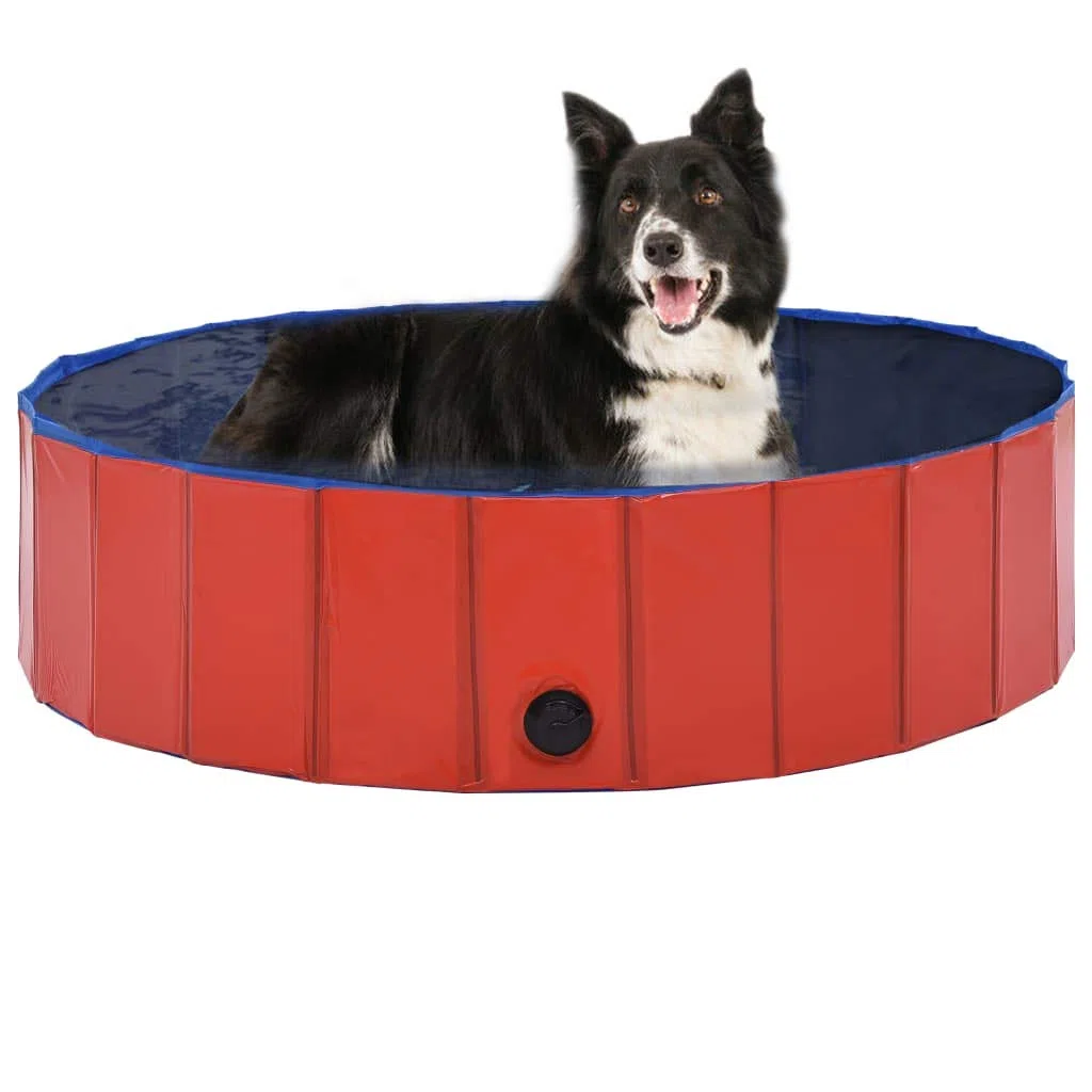 vidaXL Hundepool Faltbar Rot 120x30cm PVC Schwimmbecken Hundebad Wasserbecken