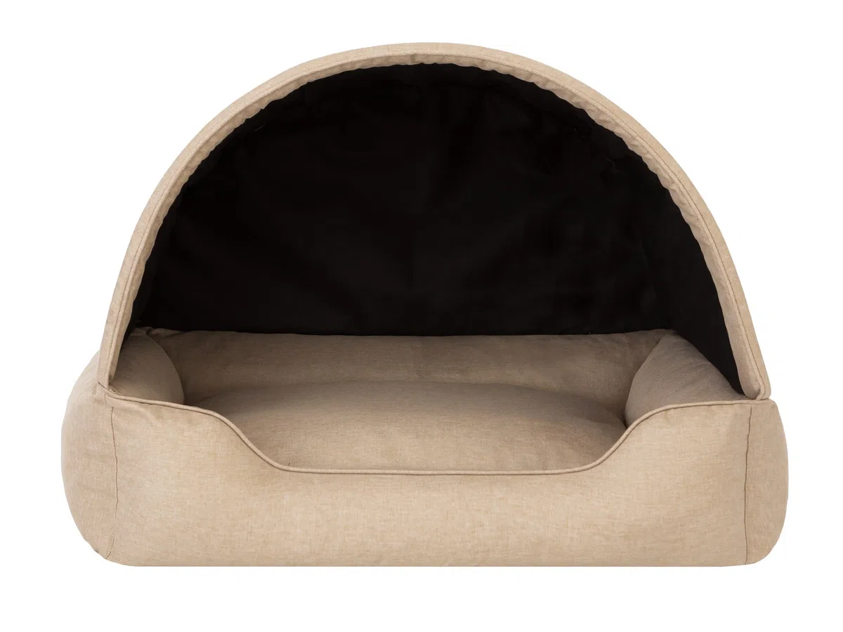 Hundehöhle Hundebett Katzenbett Hundehütte Haustierbett Hundehaus Hundeliegen Hundesofa Korb Sofa Hundekissen Schlafplatz, Beige, 82x58 cm