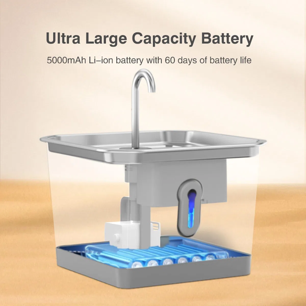 Bewinner Smart Katzenbrunnen – 3,5 L Kabellos Edelstahl Katzen Trinkbrunnen, Leiser Automatischer Cat Water Fountain mit Aktivkohlefilter für Haustierbrunnen
