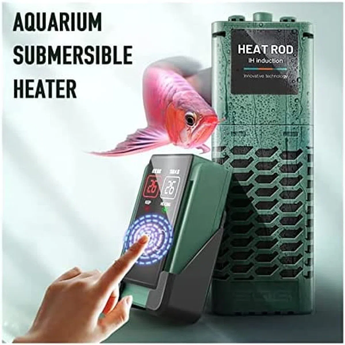 Aquarium-Heizung, Aquarium-Tauchheizung, intelligente LED-Temperaturanzeige und externer Temperaturregler, Heizstab für Süß- und Meerwasser-Aquarium-Wassererwärmung, 100 W, 1
