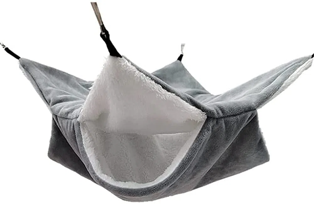 Vogelhäuser Vogelkäfige Vogelnest Hütte Doppelt Dicker Warmer Schlafsack Nest Hängekäfig Haus Eichhörnchen Frettchen Kaninchen Haustier Bett Plüsch Hamster Hängematte 810(Color:Gra