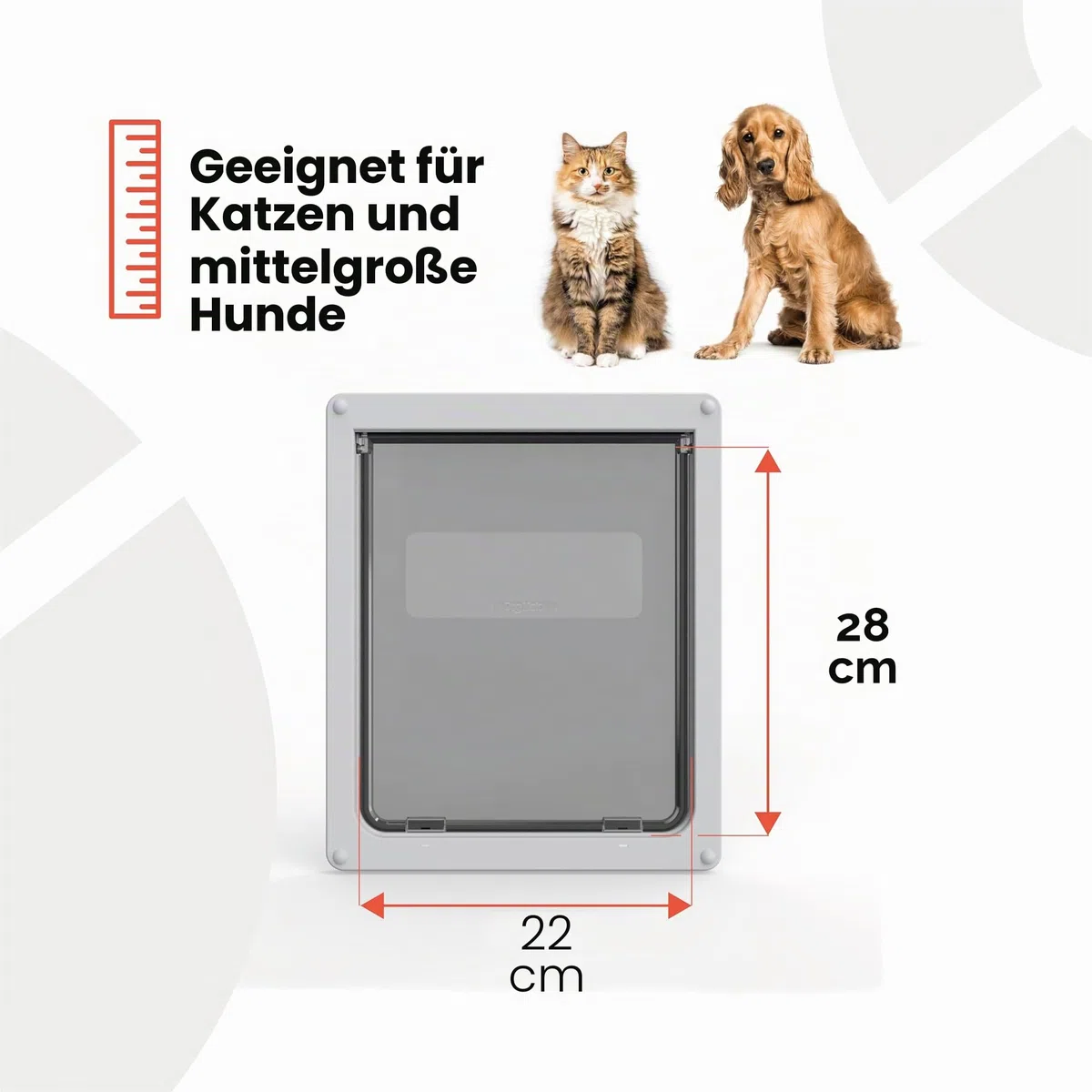 Dog Mate Verschließbare Mittlgroße Hundeklappe, (215), Weiß | Klappe für mittelgroße Hunde und große Katzen, für UPVC, Wand und Holz, Sicher für Haustiere
