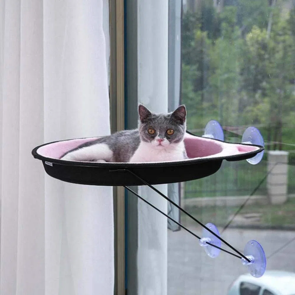 Katzenhängematte Rosa Katzenfenster Barsch Hängematte Fenster Montiert Katzenbett Kühlung Leinwand Saugnäpfe Sonnenbad Hängemattenbett 2St