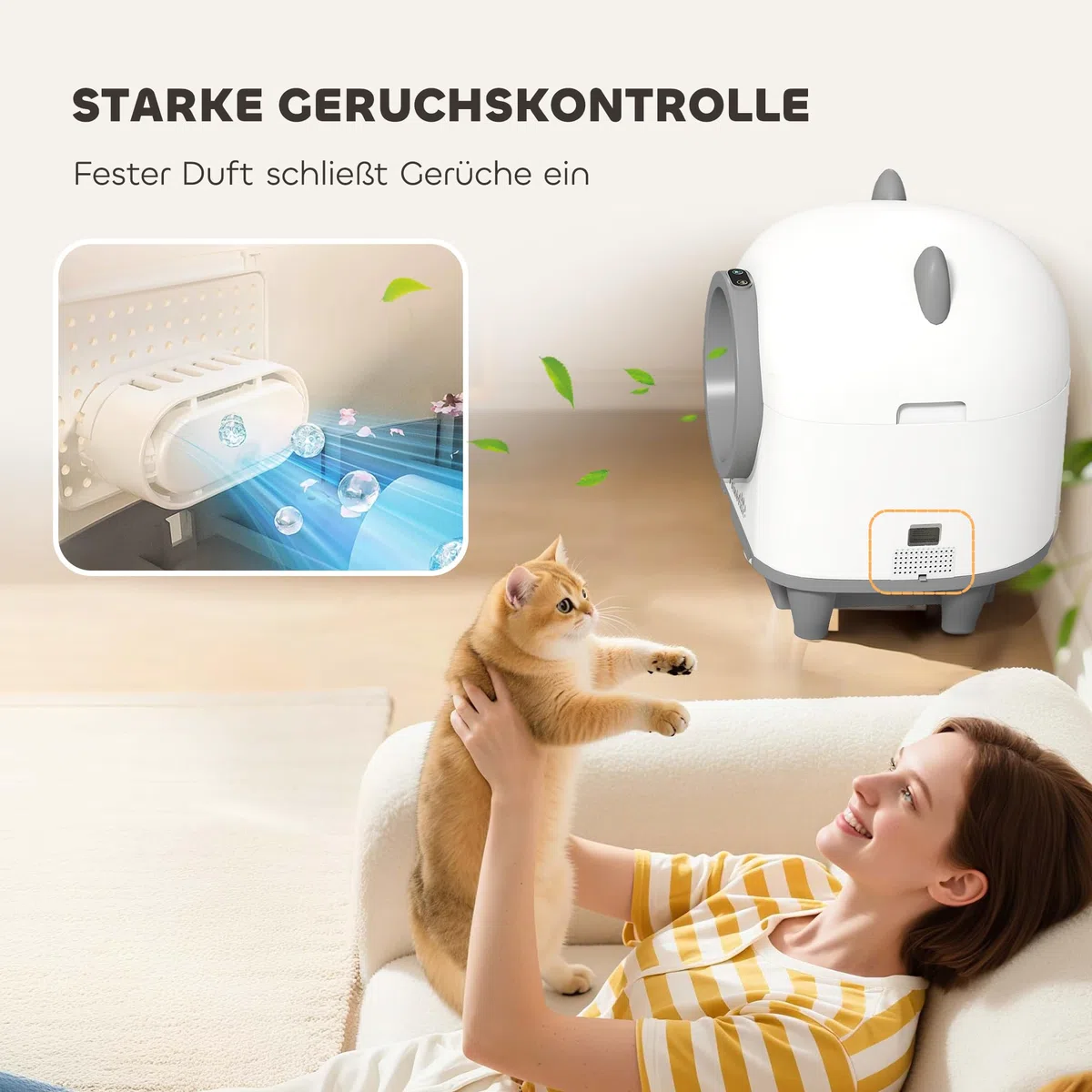 PawHut Selbstreinigende Katzentoilette, 80L Katzenklo Selbstreinigend mit APP Steuerung, Müllbeutel, Geruchsbeseitigung, Automatisches Katzenklo für Mehrere Katzen | Katzenklo Selbstreinigend, Geruchsbeseitigung, Automatisches Katzenklo für Mehrere Katzen