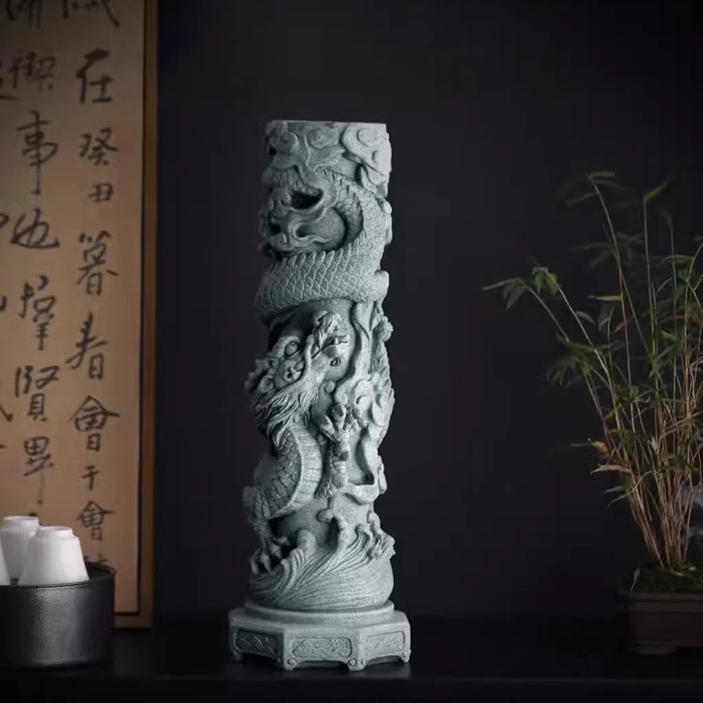 Tee Haustiere Tee Haustier Kreative Sandstein Neun Drachen Säule Aquarium Landschaftsbau Desktop Dekoration Chinesische Wohnkultur Figuren