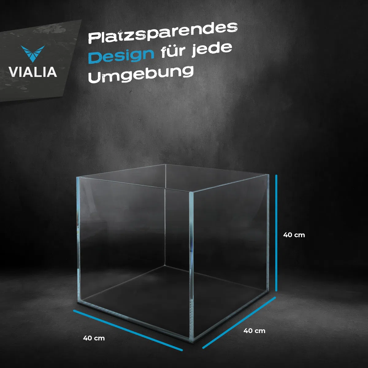 Aquarium 64L Weißglas 40x40x40 cm Glasbecken stoßfest verklebt 6mm diamantgeschliffene Kanten