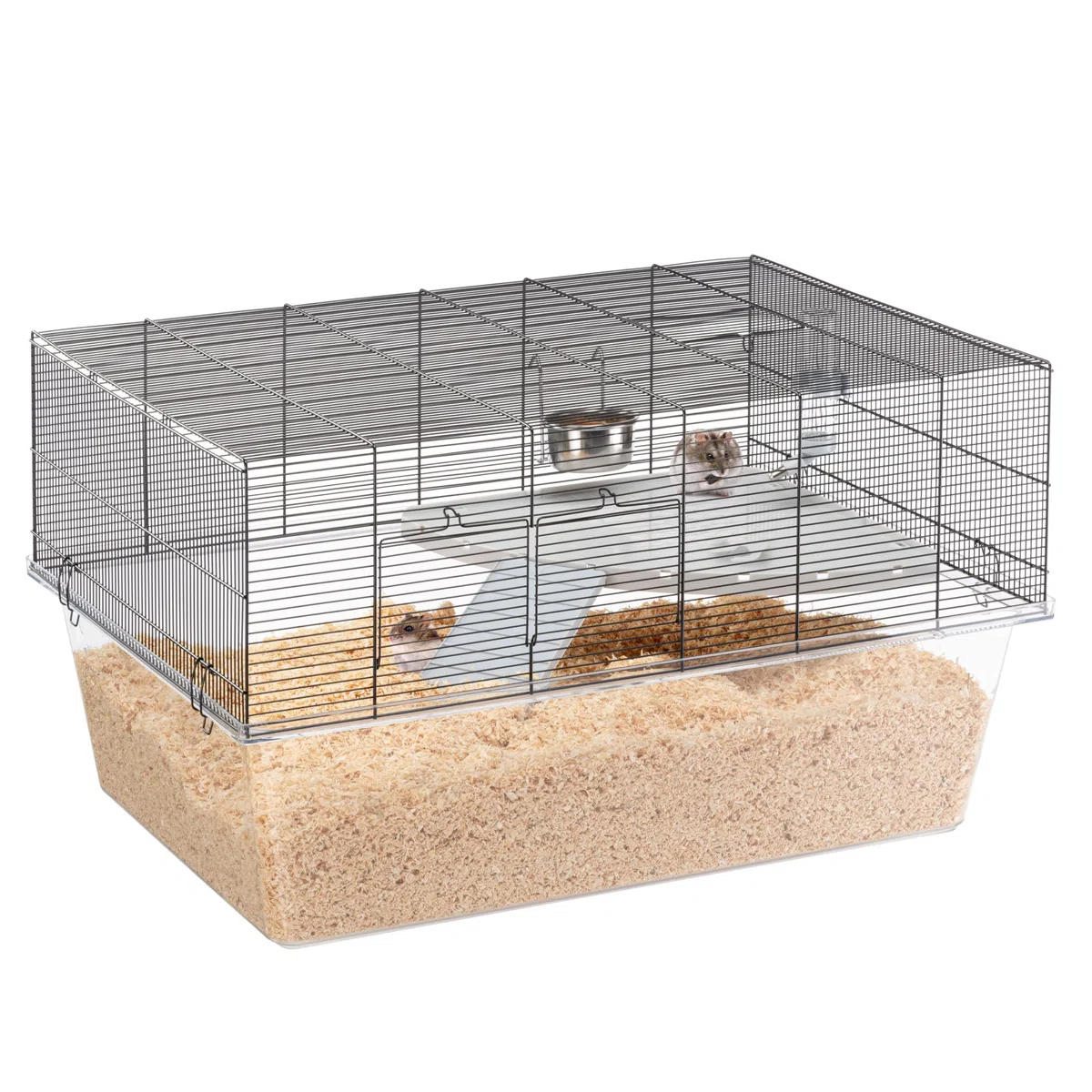 Ferplast Hamsterk, Mäusekäfig und Käfig für Gerbil Glassy 80, Zweistöckiges Zubehör-Habitat für Kleintiere, Hohe und Geräumige Basis, Sicherheitshaken an den Türen, 78,5 x 57,5 x 44,5 cm