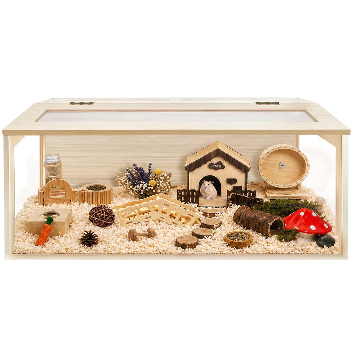 Prolee Hamsterkäfig aus Holz, 121,9 cm, für Mäuse und Ratten, aufklappbare Oberseite mit Acrylplatten, solide gebaut, 121,9 x 50,8 x 50,8 cm