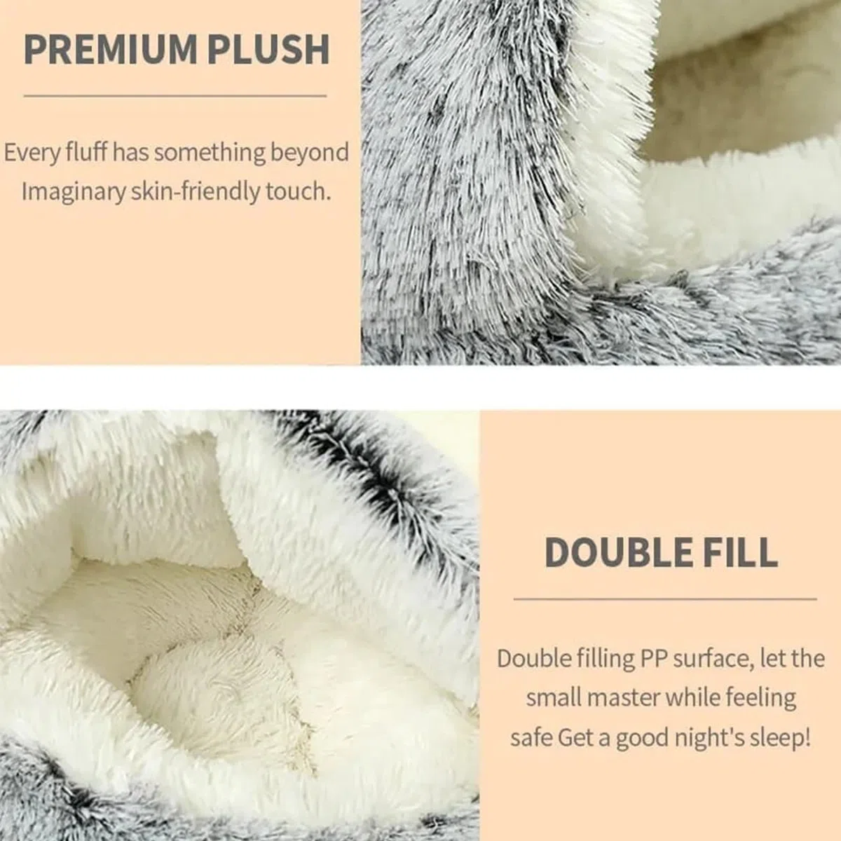 Hundebett mit Höhle, kuschelige Plüsch-Haustierhöhle für Hunde, Winterwärme, 66 cm Größe