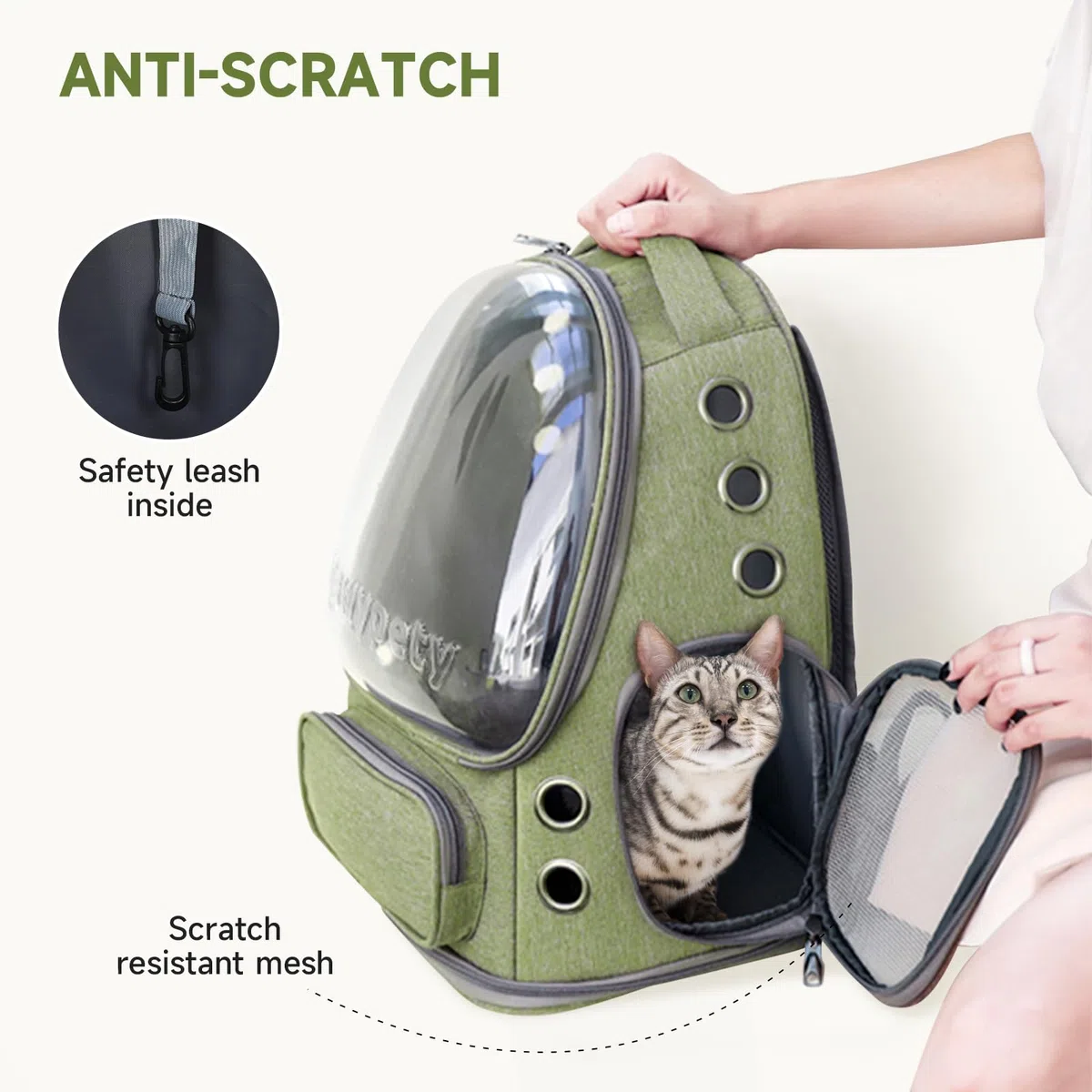 Cawypety Katzen-Rucksack-Tragetasche, atmungsaktiv, großer Platz, Bubble Pet Rucksack für Kitty kleine Hunde bis zu 6,8 kg, transparente & faltbare Haustiertrage für Reisen Wandern