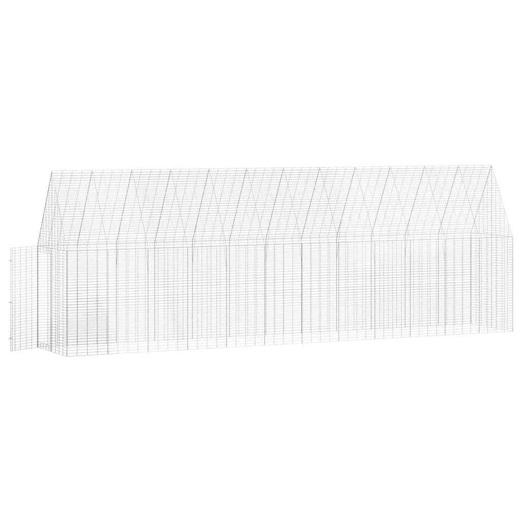 Hühnerkäfig aus verzinktem Stahl, 2-teilig, 600 x 100 x 210 cm, wetterfestes Kleintiergehege mit Schutz, sicherer Auslauf für Kaninchen, Meerschweinchen, Hamster und Nager