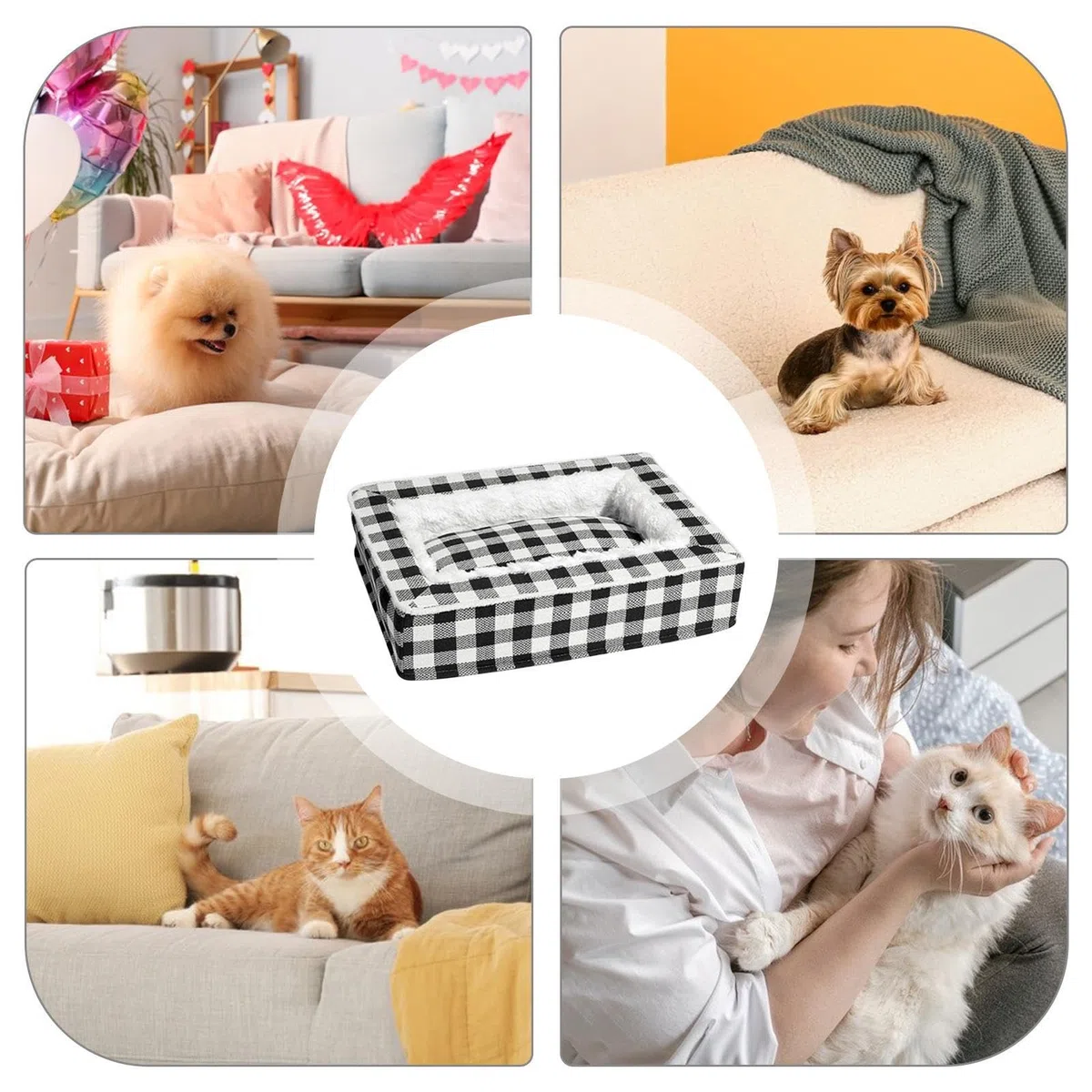Generisch Waschbares Hundebett Weiches Beruhigendes Schlafnest Möbel | bett Für Welpe Und Kätzchen Mit Rutschfester Unterseite Für Wohnzimmer Transportboxen Innenbereiche Schlafzimmer