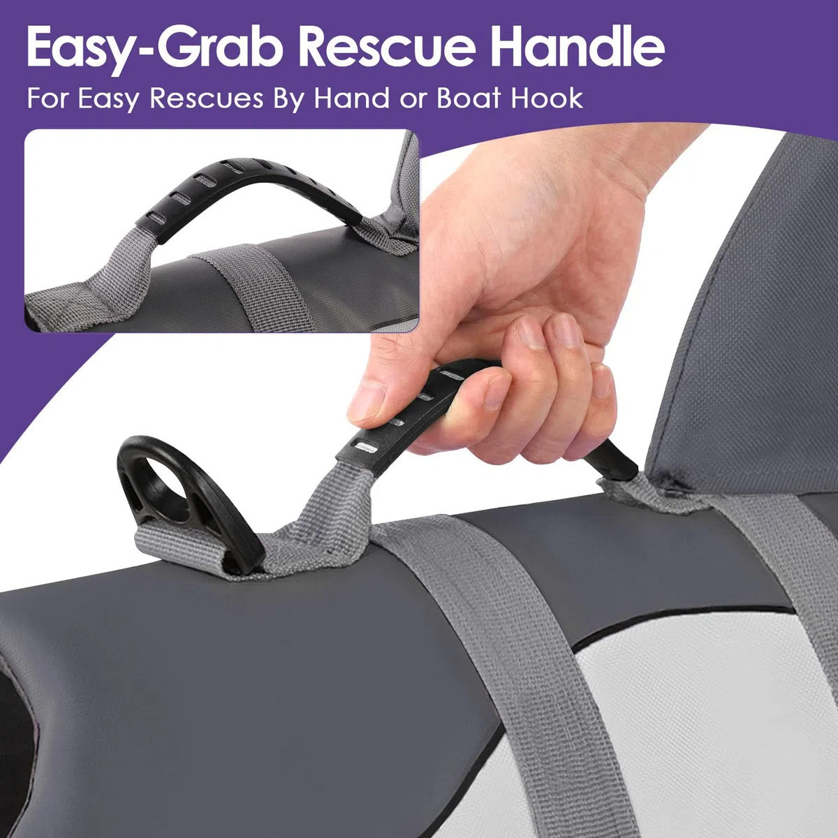 Rettungsweste für Hunde, Ripstop, Schwimmweste für kleine, mittelgroße und große Hunde, Lebensretter, Erhalter, Badeanzug für Sicherheit im Pool, Strand, Bootfahren, XX-Large, Grey Shark