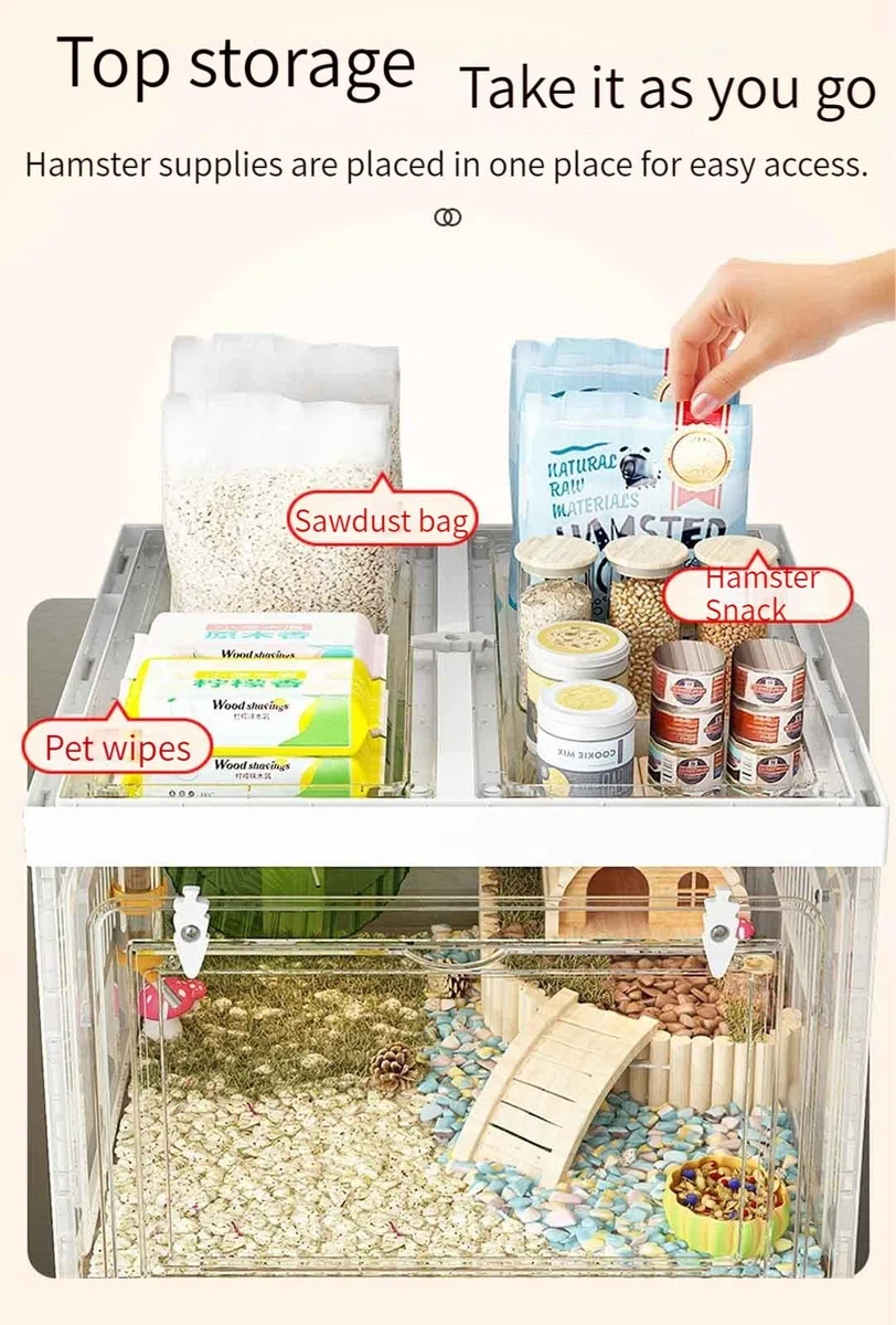 NEZIH Hamster -Käfig Großes Glas, Chinchilla -Häuser, Hoch Transparentes Pp -Material Für Eichhörnchen/Eidechse/Schildkröte/Rutin -Huhn/A-Single Layer