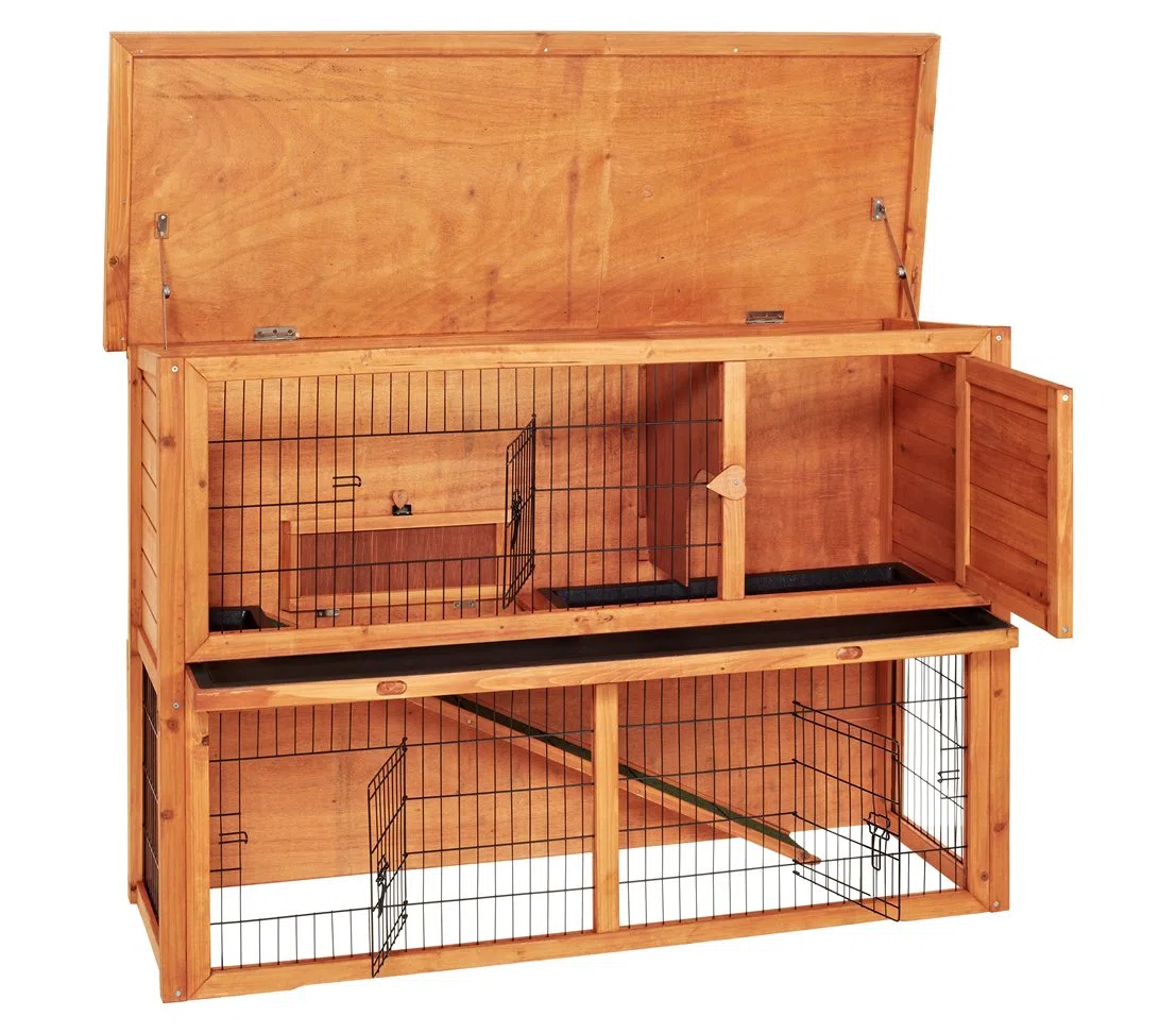 Dehner Nagerheim Hoppel mit Freilaufgehege, ca. 136 x 50 x 85 cm, Holz, natur