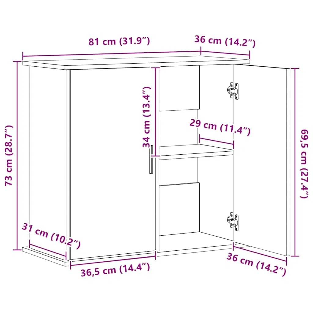 Aquariumständer, Aquarium Unterschrank, Aquarium Tisch, Aquarienschrank mit 4 Fächer, Aquarienunterschrank, Terrarium Schrank für Sicheren Stand, Weiß, (81 x 36 x 73 cm)