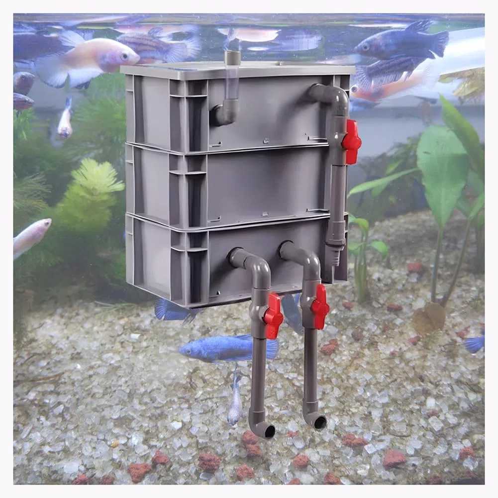Aquariumfilter – Umwälzfilter mit Wasserfall-Effekt, externes Teichwasserzirkulationssystem zum Selbstbau, großes Filterset für Teiche (30 x 20 x 33 cm)