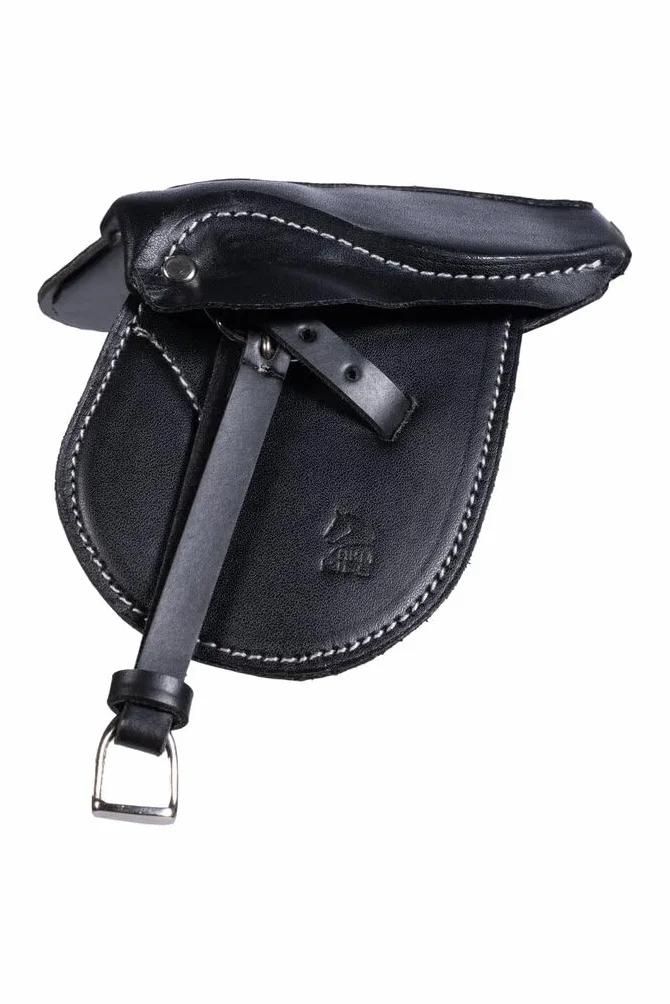 HKM Kids Sattel für Cuddle Pony - Spielzeugsattel aus Kunstleder inkl. Sattelgurt und Steigbügel, schwarz