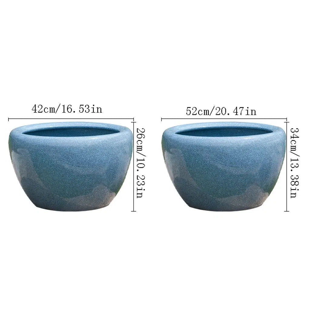 Fish Tabk Ice Crack Keramik-Goldfischglas, Fischzuchtbecken, Schildkrötenbecken, Lotusbecken, Wohnzimmer, großes Wasserbecken, Innenhof-Aquarium, Starter-Kits, Cooles Fischbecken (Farbe: B, Größe