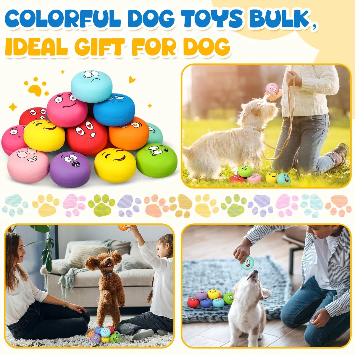 Hungdao Quietschspielzeug für Hunde, weiches Latex, kleine Quietschbälle, interaktives Kauspielzeug für Hunde, Welpen, Training, interaktives Apportierspiel, 10 Stück