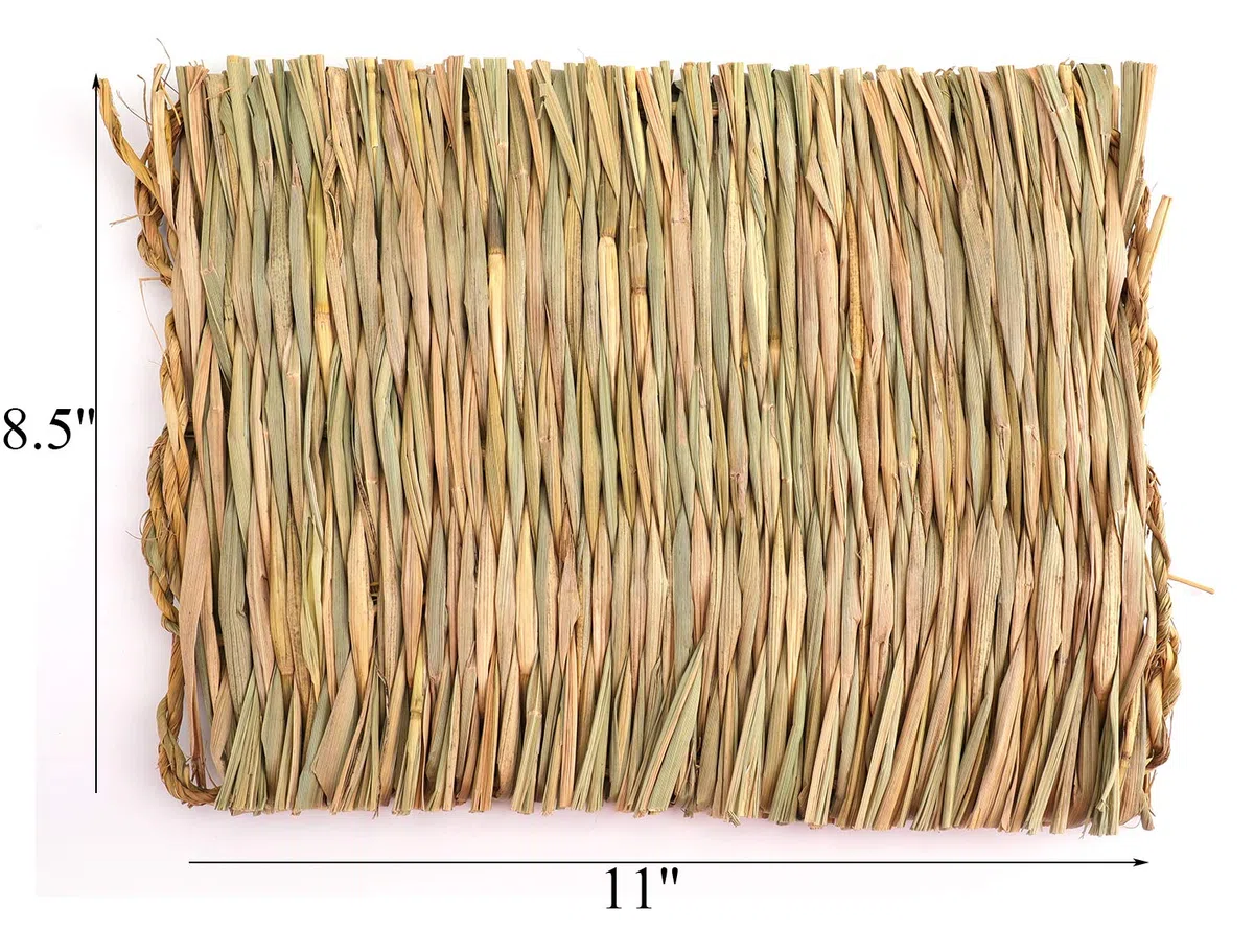 Yesland Gewebte Bettmatte für Kaninchen, Grasmatte und Hasenbett, Kaninchenbett und natürliches Kauspielzeugbett für Meerschweinchen, Chinchilla, Eichhörnchen, Hamster, Katze, Hund und Kleintiere, 12