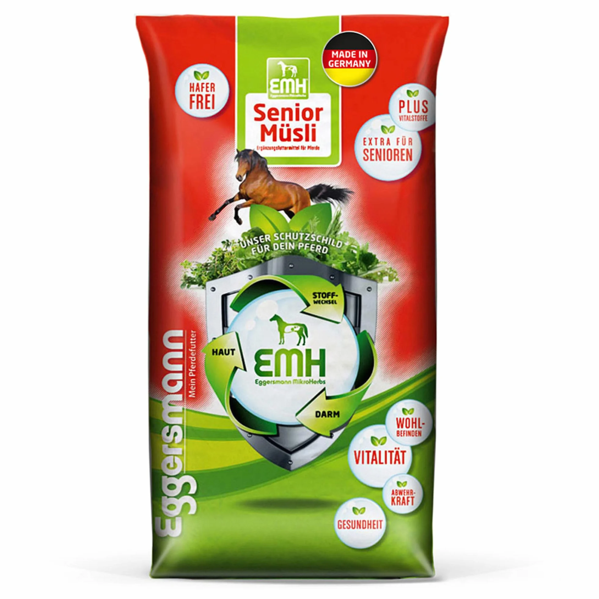 Eggersmann EMH Senior Müsli 20 kg Sack – Pferdemüsli für alte Pferde – Zur Vorbeugung von Substanzverlusten mit Selen – Natürliches Eggersmann Pferdefutter