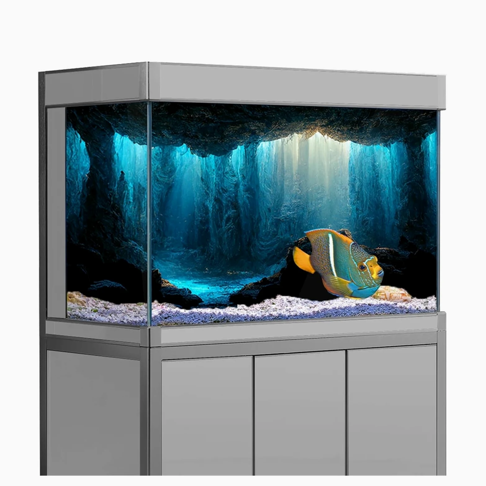 Aquarium Rückwand Aquarium-Hintergrundaufkleber, Unterwasserhöhlen-Steintapete, Aquarium-Hintergrunddekorationen, PVC-Landschaftsplakat(60x120cm)
