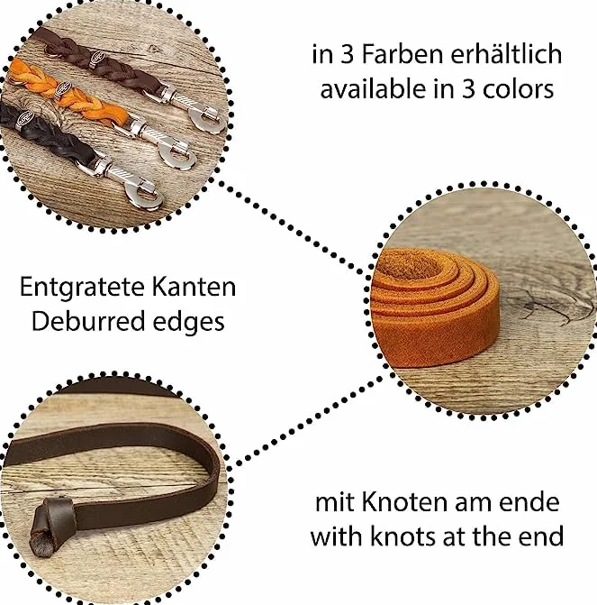 Hundeleine Leder 10m große Hunde – Schleppleine [ohne Handschlaufe] Lederleine Hund geflochten leicht – Führleine & Trainingsleine aus robustem Rindsleder mit Chrom Karabiner, Dog Leash 12mm, Braun