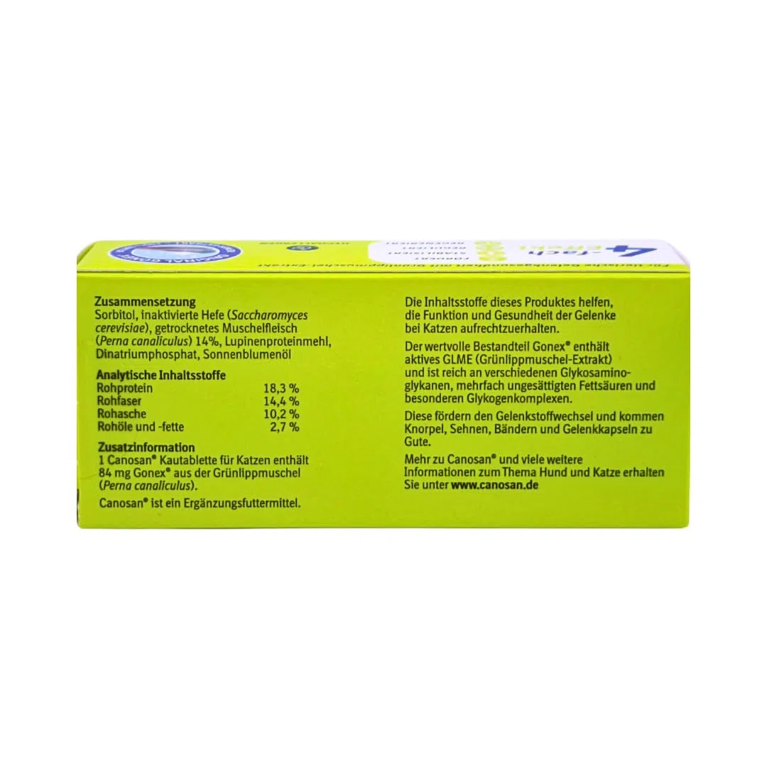 Canosan 3x 30 Kautabletten I Ergänzungsfuttermittel für Katzen I mit Gonex Grünlippmuschel-Extrakt I zur Unterstützung von Gelenken, Knorpeln, Sehnen und Bändern I Spar-Set plus Pharma Perle give-away