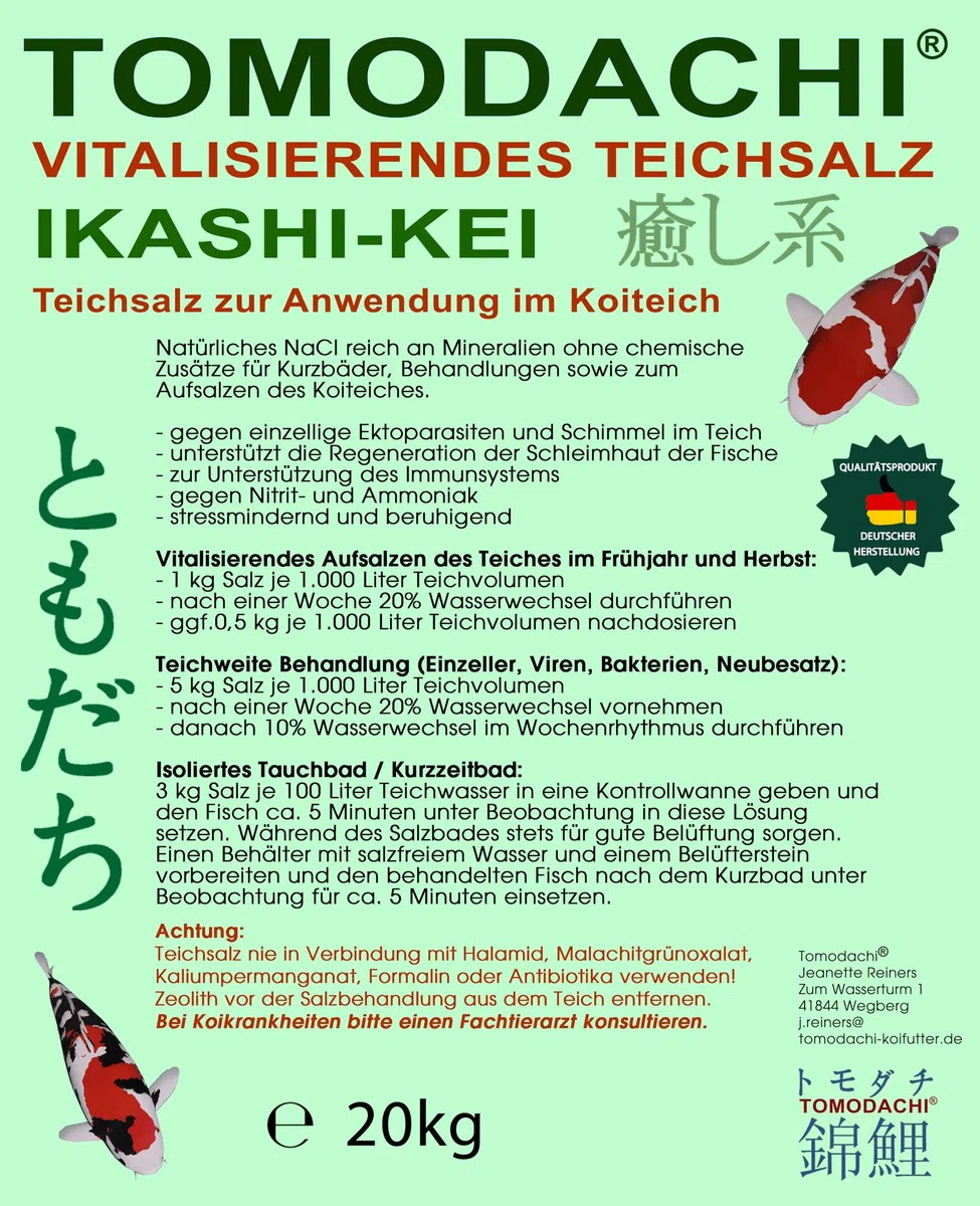 Teichsalz Natursalz gegen Nitrit Ammoniak Stress Koi 20kg Sack