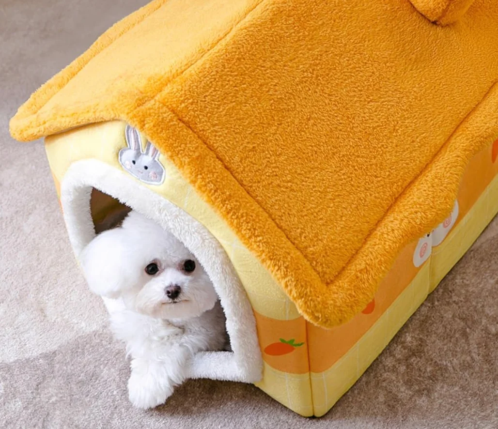 Hundebett Katzenbett Haustierbett Haustierbett, Weich, Lang, Plüsch, Hellrosa, Katzenbett, Rundes Katzenbett, Haus, Rundes Haustier-Hundebett Für Kleine Hunde, Katzennest Hundesofa Hundekorb ( Color :