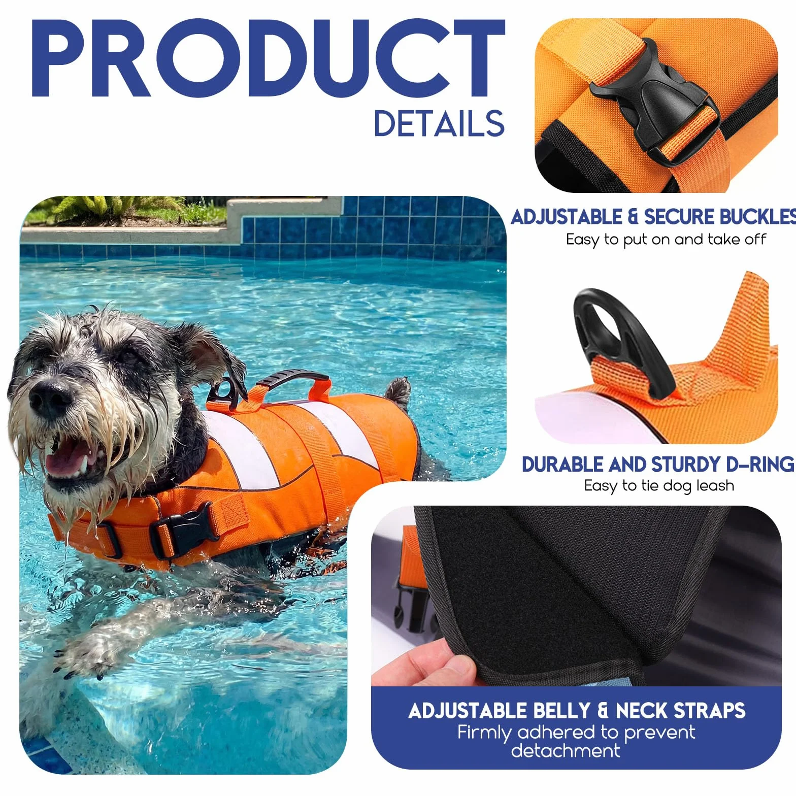 ASENKU Schwimmweste Hund,Hundeschwimmweste S für kleine Hunde – Rettungsgriff & Auftrieb, Sicherheitsweste mit verstellbarem Brustgurt + Reflektor, für Bootfahren, Baden und Wassersport