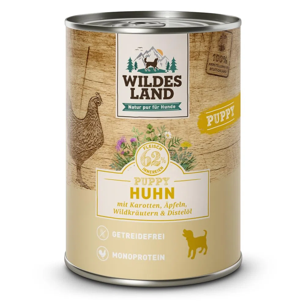 Wildes Land - Huhn mit Karotte - Classic Puppy Nassfutter für Hunde - 30 x 400 g