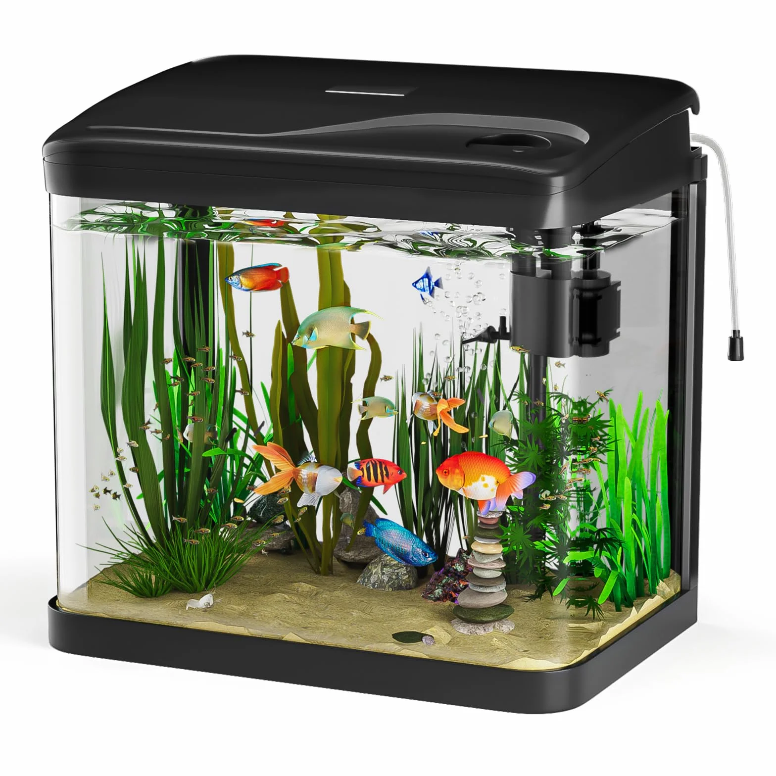 Aquarium Komplettset Nano 15L mit LED-Leuchten & Filtersystem Schwarz