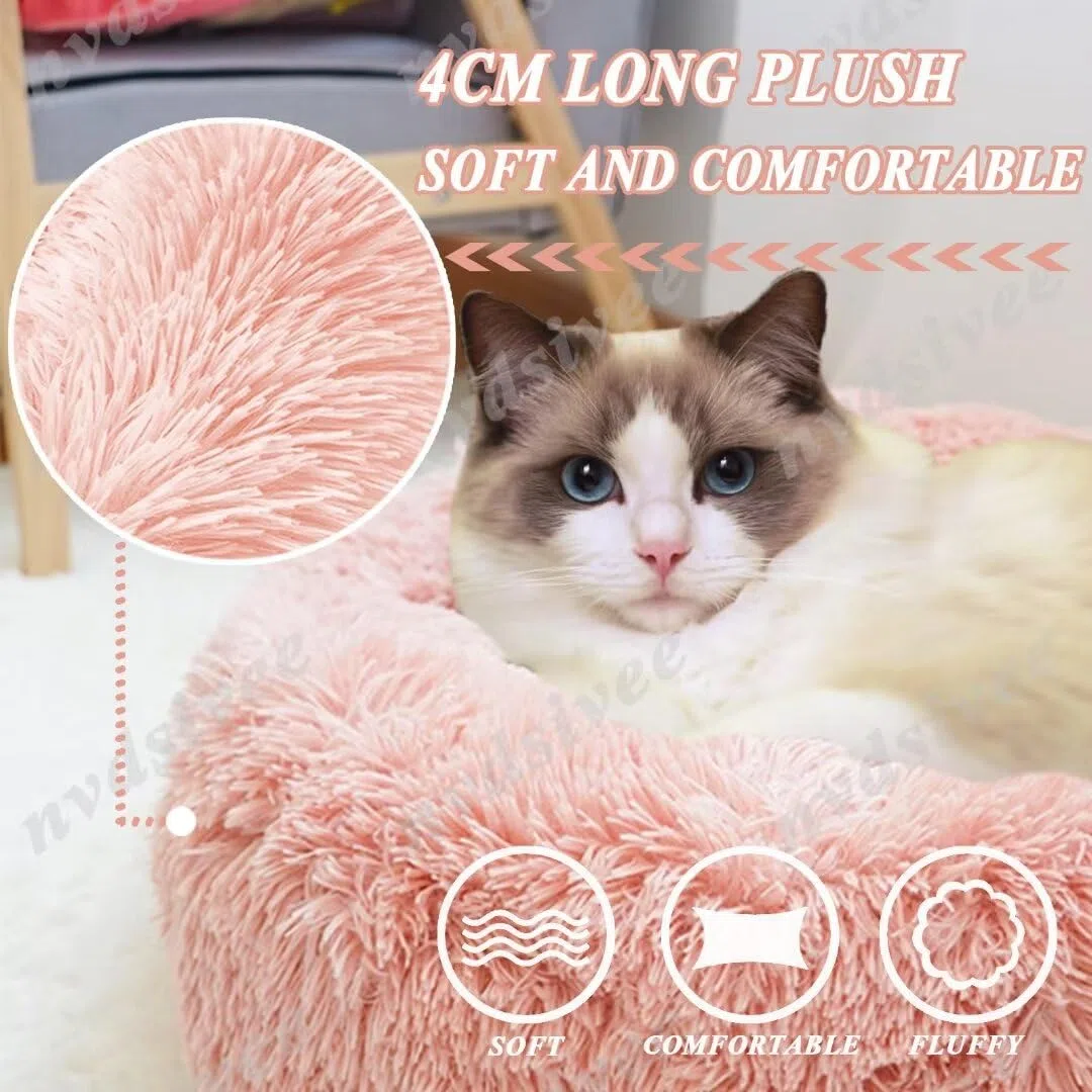 Hundebett Rund Katzenbett PlüSch Hundebetten Maschinenwaschbar Hundematte Hundekissen für Kleine Mittelgroße Grosse Hunde mit Rutschfestem Boden Lila 120cm