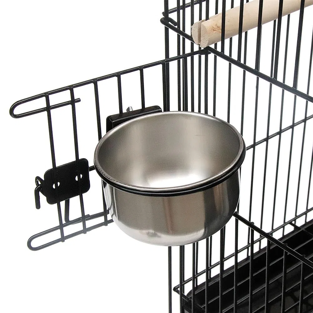 Käfig für Vögel, massiv, Vogelkäfig, auf Fuß, Voliere, Vögel, Innen/Außen, Käfig, Vögel, für Wellensittiche, Kanarienvögel, Schwarz auf Rollen, 59 x 59 x 150 cm
