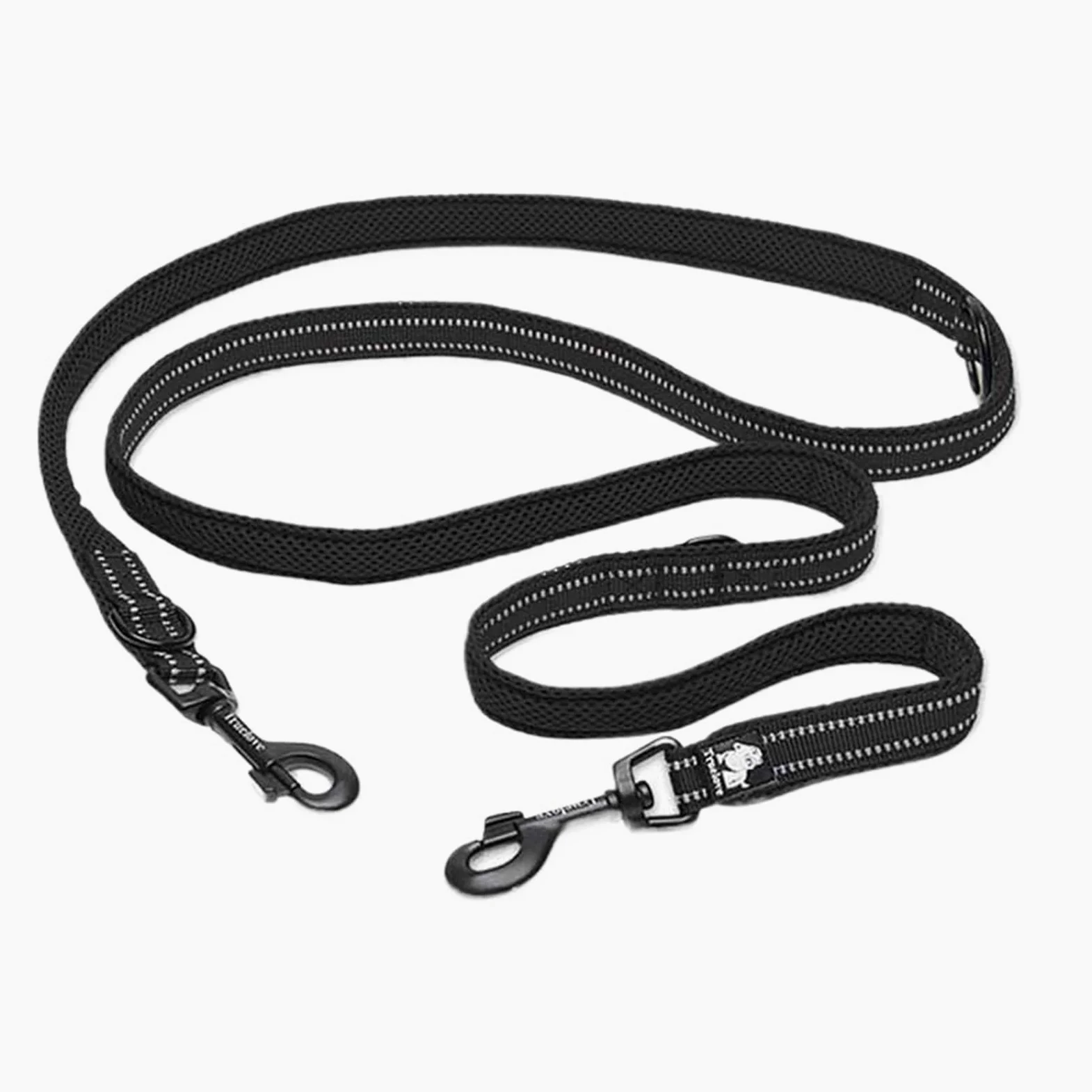 7 in 1 Nylon Handfreier Hundegurt for Spazierengehen Doppelhaken Multifunktionaler Hunde-Doppelgurt Joggingleine Hunde(Black,L)