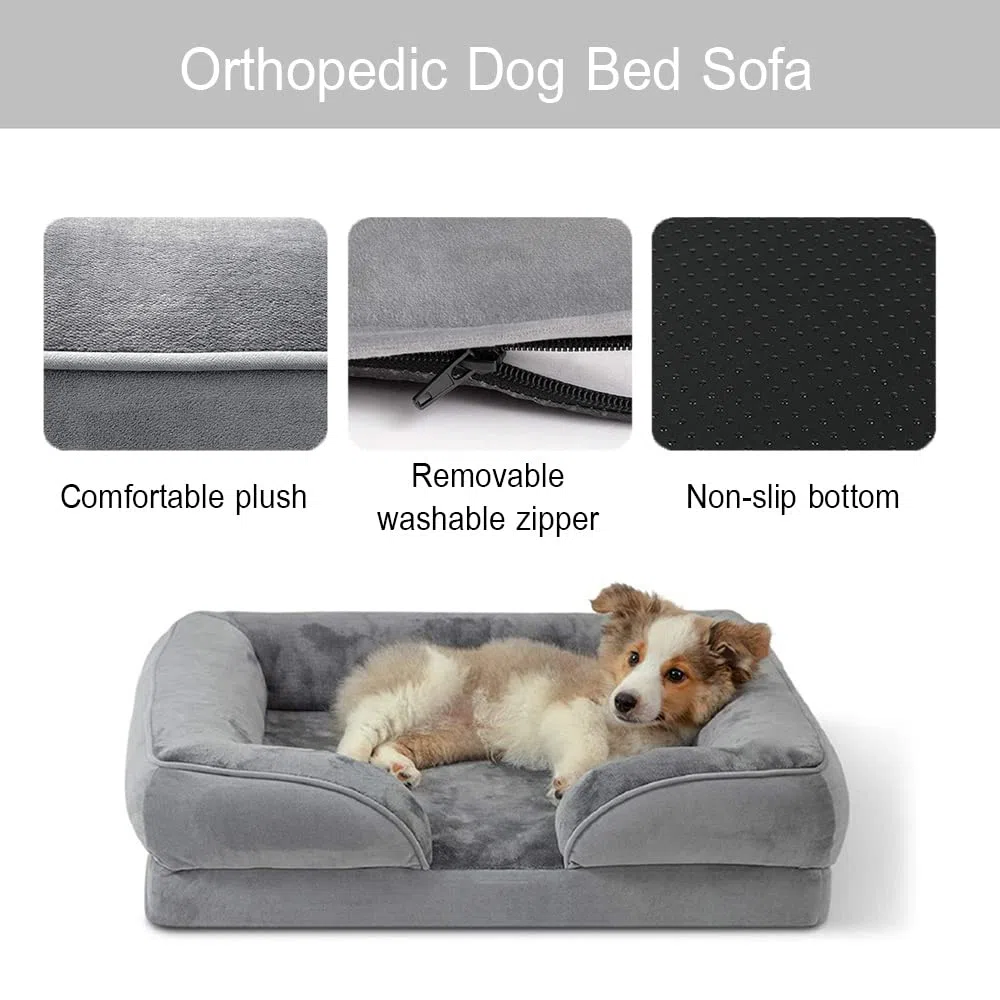 Orthopädisches Hundebett kleine Hunde - Hundesofa mit Memory Foam, gemütliches Hundecouch Hunde Bettchen mit abnehmbarem waschbarem Bezug