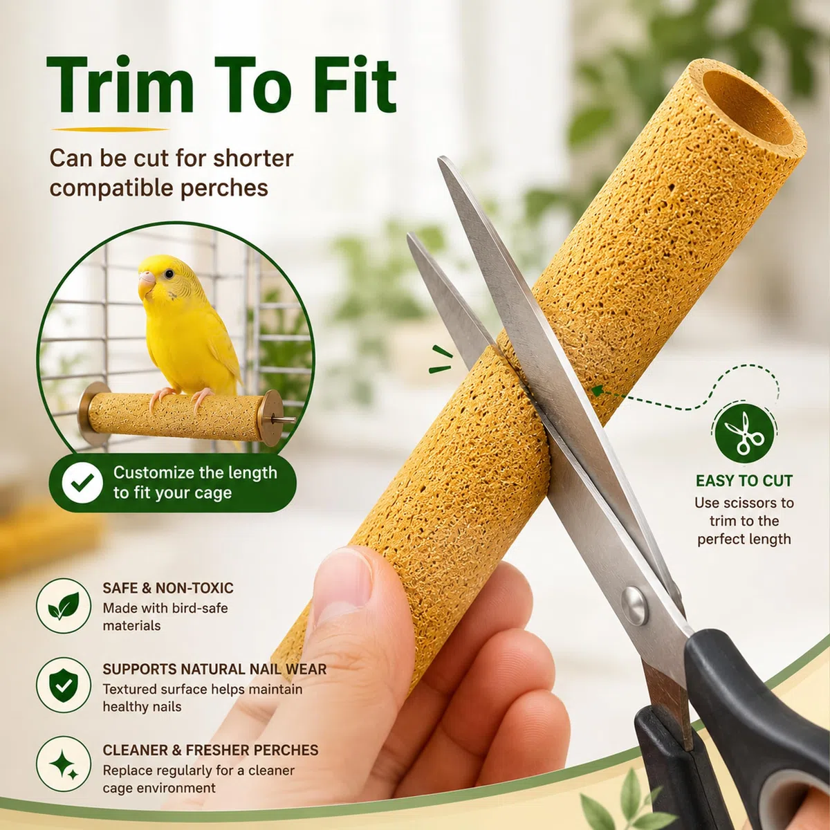 Sitzstangen für Sittiche, Lovebirds, Finken, Kanarienvögel, kleine Vögel, 0,95 cm Durchmesser x 19,1 cm Länge, Vogelzubehör, Vogelzubehör, Vogelsitzstangen für Käfig, 10 Stück