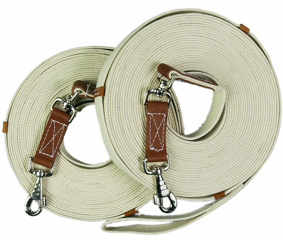 ENGLISH RIDING SUPPLY Longierleine, Baumwoll-Gewebe, lang, 13,7 m, Weiß, Einfarbig, für Pferd