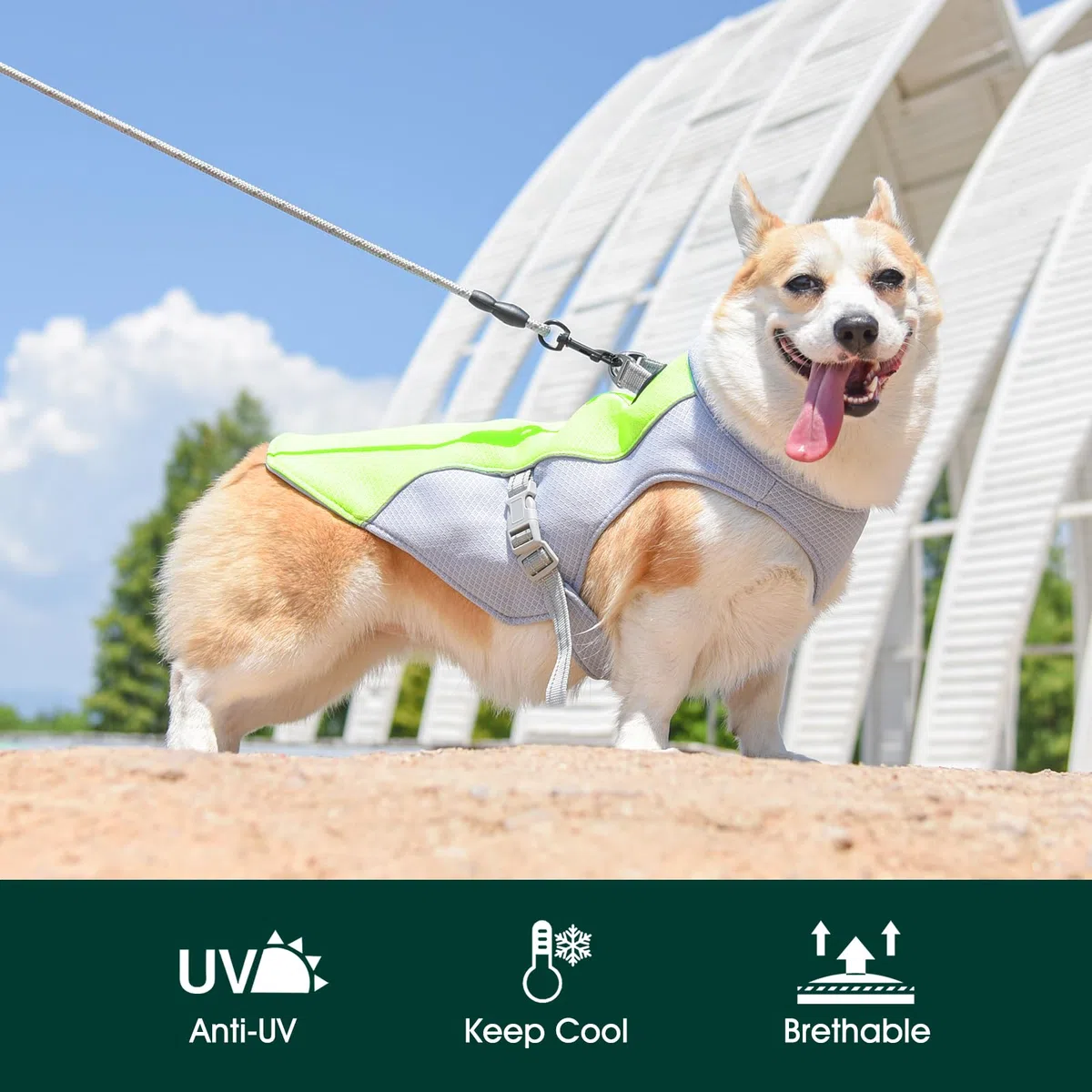 Kuoser Kühlweste für Hunde, Hundekühlungsmantel für heiße Sommertage, Atmungsaktive & Reflektierende Sicherheitsweste für Klein Mittel Hunde, Kühljacke für Aktivitäten Draußen Wandern Training
