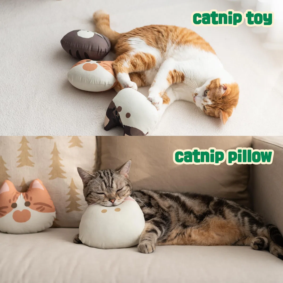 Gororong Hochwertiges, langlebiges und nachfüllbares Katzenminze-Spielzeugkissen für Indoor-Katzen und Kätzchen, 15.2 cm, perfekt zum Kauen, natürliche Katzenminze, gefülltes Katzenspielzeug (Yangpa)