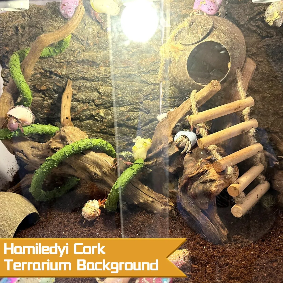 Hamiledyi Kork-Terrarium-Hintergrund, 39,9 x 30 cm, natürlich, groß, Korkrinden-Hintergrund, Reptilien, Klettermatte, Tank-Lebensraum, Dekoration für Spinne, Eidechse, Chamelon, Schildkröte, Bär