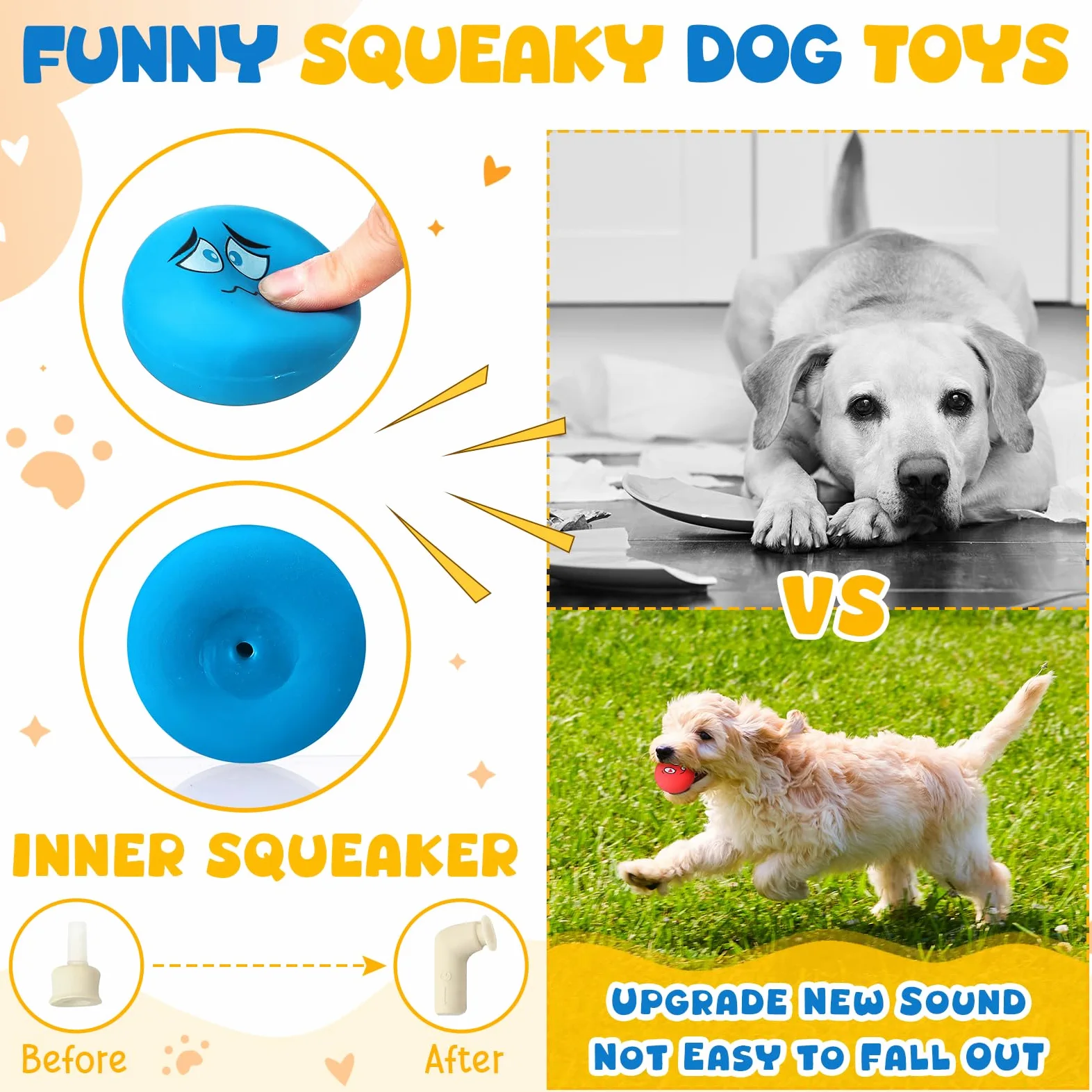 Hungdao Quietschspielzeug für Hunde, weiches Latex, kleine Quietschbälle, interaktives Kauspielzeug für Hunde, Welpen, Training, interaktives Apportierspiel, 10 Stück